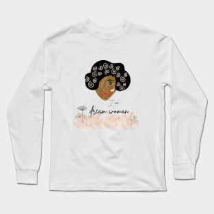 portrait of afroamerican woman with black curly hair Long Sleeve T-Shirt